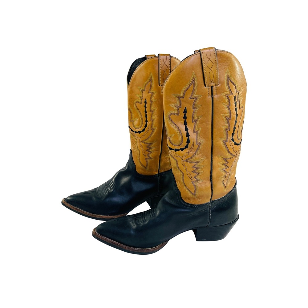Justin Womens J-Flex Comfort Cowgirl Boots Two Tone Tan Black Leather Size 10 B